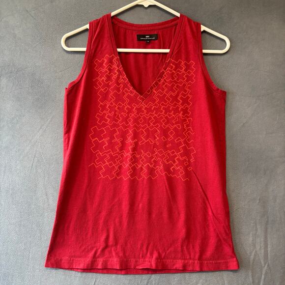 DAY Birger Et Mikkelson Tank Top V-Neck Sleeveless Shirt Geometric Lines Casual - Picture 1 of 6